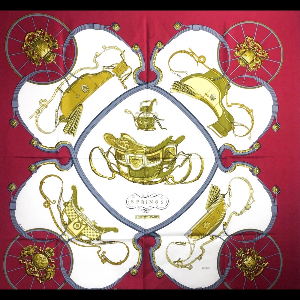 Hermes ‘Springs’ 100% Silk Scarf. 35” by 35”